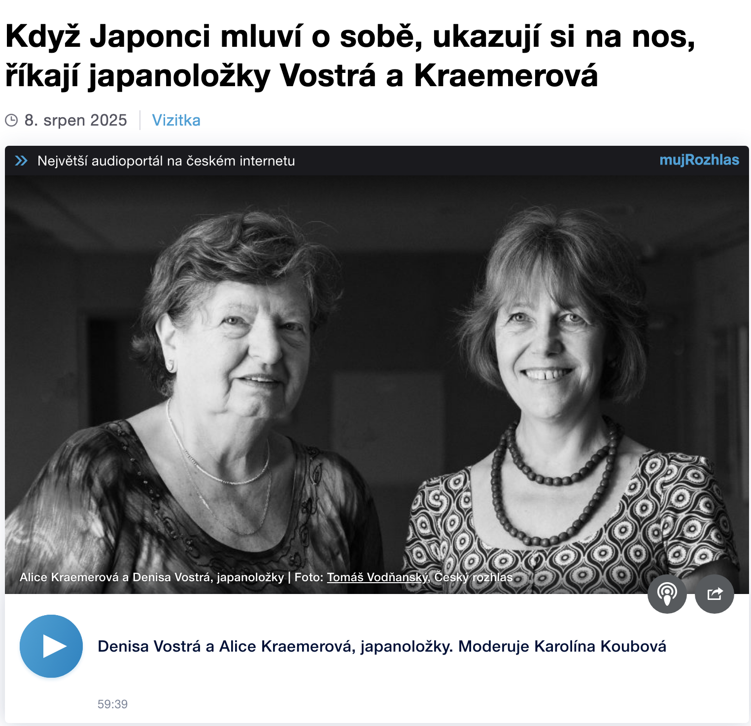 Rozhovor pro pořad Vizitka